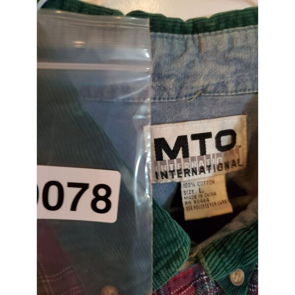MTO International Men's Vintage shirt Size Large Red/Green/Blue Long sleeve Retr - Picture 3 of 3